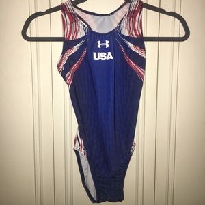 USA red white and blue gymnastics leotard
